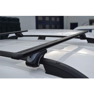 Black Roof Rails + Black Cross Bars For Volkswagen Caddy Maxi LWB 2010 - 2015