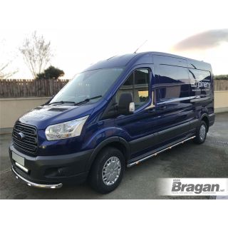 2" Stainless Side Bars + Amber LEDs For Ford Transit MK8 SWB MWB 2014-2021 Van