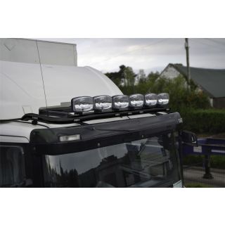 To Fit Scania 4 Series Standard Sleeper Cab Black Steel Roof Light Bar + Flush LEDs - BLACK