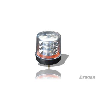 12 / 24v Clear Lens / Amber LED Strobe Flashing Beacon - Bolt On