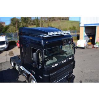 Roof Light Bar + Flush LEDs + Jumbo Spots x4 + Amber Lens Beacon x2 For DAF XF 105 Space Cab Stainless 