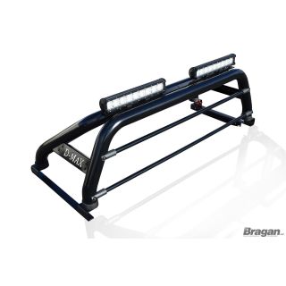 Roll Bar + LEDs + Tonneau Cover Compatible With Isuzu D-Max Rodeo 2007 - 2012 BLACK