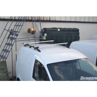 Black Roof Rails + Silver Locking Cross Bars For Volkswagen Caddy SWB 2010-2015
