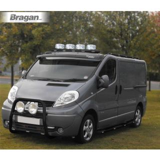 Roof Bar A + Jumbo Spots x4 + LEDs For Vauxhall  Opel Vivaro C Zafira Life 2019+ Front BLACK