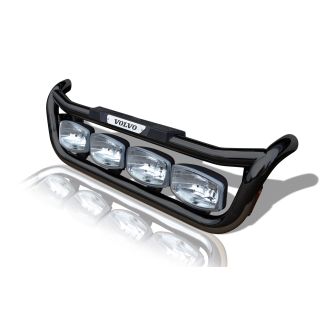 Grill Bar + Jumbo LED Spots + Step Pads + Side LEDs For Volvo FH4 2013 - 2021 BLACK