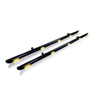 Black Stainless Steel Side Bars + Amber LEDs For Peugeot Partner LWB 2019+
