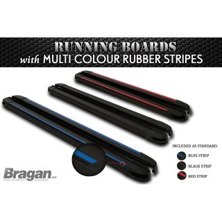 Running Boards Pair For Nissan Primastar LWB 2022+ Multi Colour Strips - BLACK