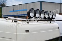 To Fit 2006 - 2013 Volvo FE Stainless Roof Light Bar A + Flush LEDs + Round Black Spots
