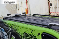 To Fit 2004 - 2010 Volkswagen Transporter T5 / Caravelle SWB Black Steel Roof Rails + Black Cross Bars