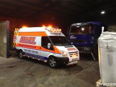 Side Bars + Amber LEDs For Ford Transit MK7 LWB 2007-2014