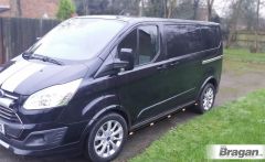 Black Side Bars + Amber LEDs For Ford Transit Tourneo Custom LWB 2013 - 2018