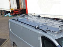 Black Roof Rails + Silver Cross Bars + Load Stops For Renault Trafic LWB 2014 - 2022