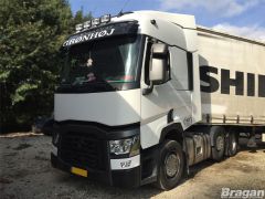 To Fit Renault T - Range Cab Stainless Steel Roof Light Bar Visor Bar Truck Lorry + Oval Lamps
