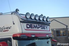 To Fit Iveco Stralis Cube Hiway Active Space Time Roof Bar + Flush LED + Round Spot Lamps
