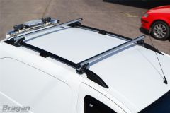 To Fit 2002 - 2014 Ford Transit / Tourneo Connect SWB Black Roof Rails + Silver Cross Bars + Load Stops