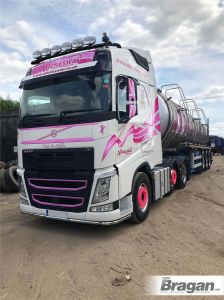 Roof Light Bar - BLACK + LEDs + Jumbo Spots + Clear Beacons For Volvo FMX 2013 - 2021 Day / Standard Low Cab