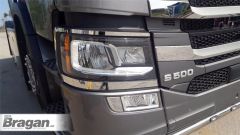 To Fit 2017+ New Generation R & S Series Scania Head Light Chrome Trims