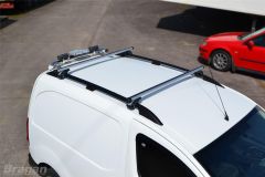 To Fit 2008 - 2016 Peugeot Partner / Tepee Black Roof Rails + Silver Cross Bars