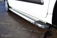To Fit 2008 - 2016 Citroen Berlingo Polished Aluminium Side Running Boards + LEDs
