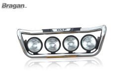 To Fit DAF CF Pre 2014 Grill Bar D + Round Chrome Spots + Side LEDS