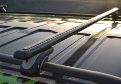 To Fit 2004 - 2010 Volkswagen Transporter T5 / Caravelle LWB Black Steel Roof Rails + Black Cross Bars + Load Stops