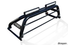 Roll Bar + LEDs + Tonneau Cover Compatible With Isuzu D-Max Rodeo 2007 - 2012 BLACK