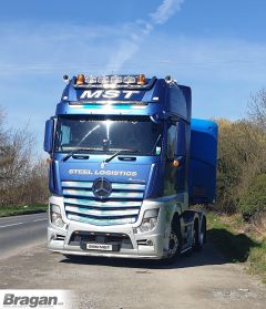To Fit Mercedes Actros MP2 / MP3 Long Distance / Mega Space Roof Bar + Slim LEDs + Jumbo Spots x4 + Amber Lens Beacon x2