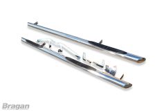 Side Bar Pair - 3" Tapered Ends + Step Pads x3 For Mercedes Sprinter MWB 2014 - 2018