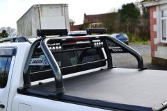 Black Sport Roll Bar + LEDs + Brake Light + Tonneau Cover For Volkswagen Amarok 2016 - 2023