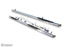 Side Bars + 3 Step Pads + White LEDs For Ford Transit MK8 2014 - 2021 LWB