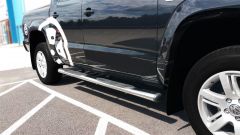 To Fit 2010 - 2016 Volkswagen VW Amarok Stainless Steel Side Bars + White LEDs x4