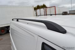 To Fit 2004 - 2015 Volkswagen Transporter T5 / Caravelle LWB Black Roof Rails - Steel