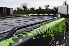 To Fit 2010 - 2015 Volkswagen Transporter T5 / Caravelle LWB Black Steel Roof Rails + Black Cross Bars + Load Stops