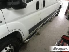 Side Bars Tapered Ends with Steps Pads x3 For Fiat Ducato LWB 2014+