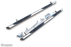 Side Bar Pair Tapered Ends + Step Pads x4 For Volkswagen Crafter LWB 2017+