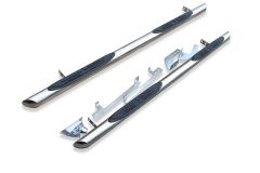 Side Bars Tapered Ends Pair + 4 Step Pads For Iveco Daily LWB 2007 - 2014
