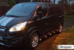 To Fit 2013 - 2018 Ford Transit / Tourneo Custom SWB Black Side Bars + Amber LEDs x10