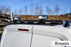 To Fit 2013 - 2018 Ford Transit / Tourneo Custom Black Steel Rear Roof Bar + Flashing Beacon + LEDs