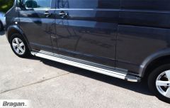 Running Boards + LEDs For Volkswagen Transporter T5 Caravelle 2004 - 2015 LWB