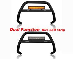 Black Bull Bar + 17" Night Blazer Dual Row LED Light Bar For Volkswagen Transporter T6 2015-2019 EU EC APPROVED Top Mount