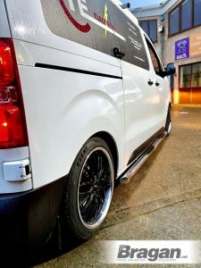 Side Bar Pair Tapered Ends 3" + Step Pads x4 For Peugeot Expert Traveller LWB 2016+