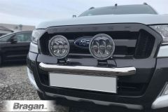 Front Bumper Bar + Plate Holder + 7in Round LED Spots For Ford Ranger 2016-2023