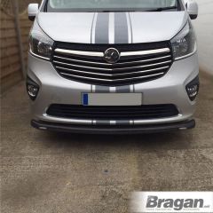 Front Spoiler Bar + Slim LEDs For Vauxhall / Opel Vivaro 2014 - 2019 Nudge BLACK 