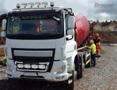 To Fit Iveco Stralis Cube + Hi-Way Active Day / Low Stainless Roof Light Bar + Jumbo Spots x4 + Clear Lens Beacon x2 + Air Horns x2