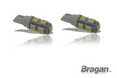 2 x 12v / 24v T10 W5W 501 Capless Wedge 9 SMD LED White Side / Park Light Bulbs