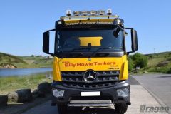 To Fit Mercedes Arocs Classic Cab Stainless Roof Light Bar A + Flush LEDs + Jumbo Spots x4 + Clear Lens Beacon x2