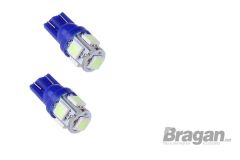 2x 12v/24v T10 W5W 501 Capless Wedge 5 SMD 5050 LED Blue Side Park Light Bulbs