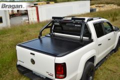 Sport Roll Bar + LEDs + Brake Light + Rollback Tonneau Cover For Ford Ranger 2012 - 2016 - BLACK