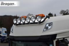 Black Roof Bar + LEDs + Spot Lamps For Volvo FMX Low Standard Sleeper Cab 2021+ Stainless