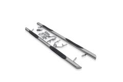Chrome Stainless Steel 3" Side Bars Tapered Ends + 4 Step Pads For Peugeot Partner Rifter 2019+